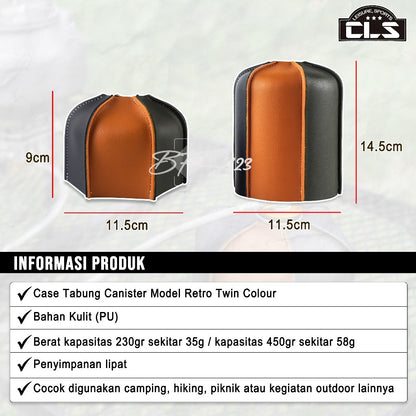 Cover Tabung Gas Canister Pelindung Anti Gores Model Retro Twin Colour Kapasitas 230 gr 450 gr Camping Hiking