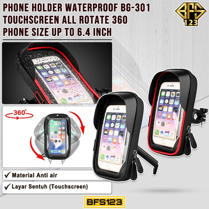 Phone Holder Waterproof BG-301 Touchscreen All Rotate 360 Phone Size Up to 6.4 Inch