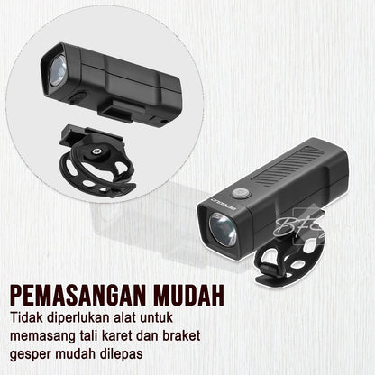Lampu Depan Sepeda LED BG-2257 Waterproof 100 Lumens Battery Charge Isi Ulang 500 mAh