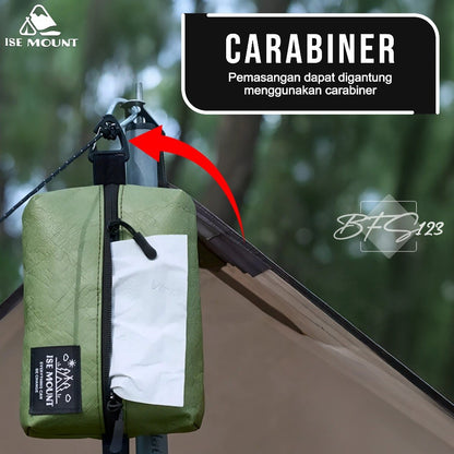 ISE Mount Tempat Tissue Camping 3 in 1 Hook Carabinner Gantung Portable Sun Visor
