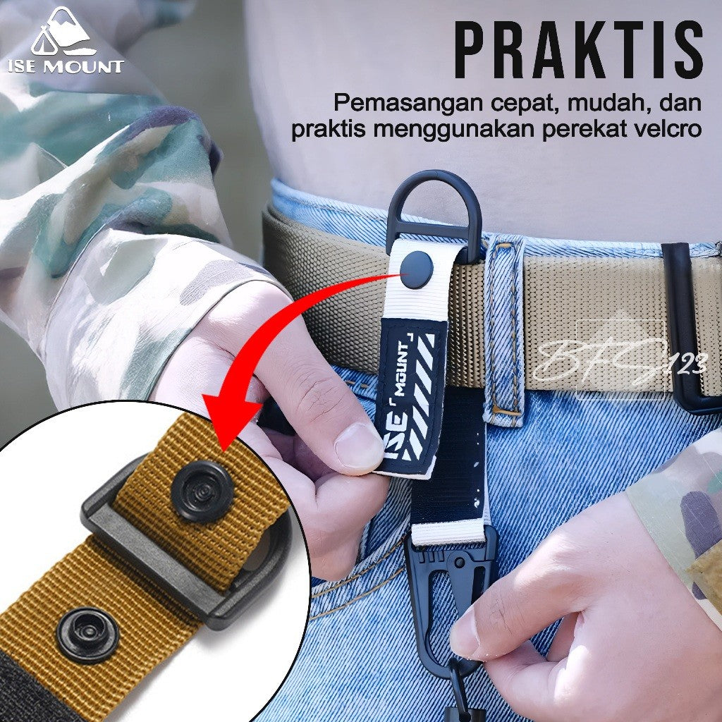 Gantungan Keychain Gesper Gantung Tactical Nylon Belt Backpack Hanging Buckle Quickdraw Carabiner ISE MOUNT