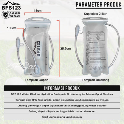 BFS123 Water Bladder Hydration Backpack 2L Kantong Air Minum Sport Outdoor