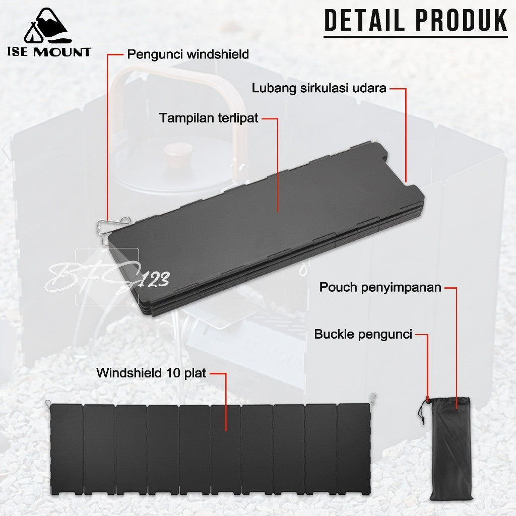 ISE Mount Windshield Pelindung Angin Kompor Camping Design Vintage Portable