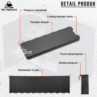 ISE Mount Windshield Pelindung Angin Kompor Camping Design Vintage Portable