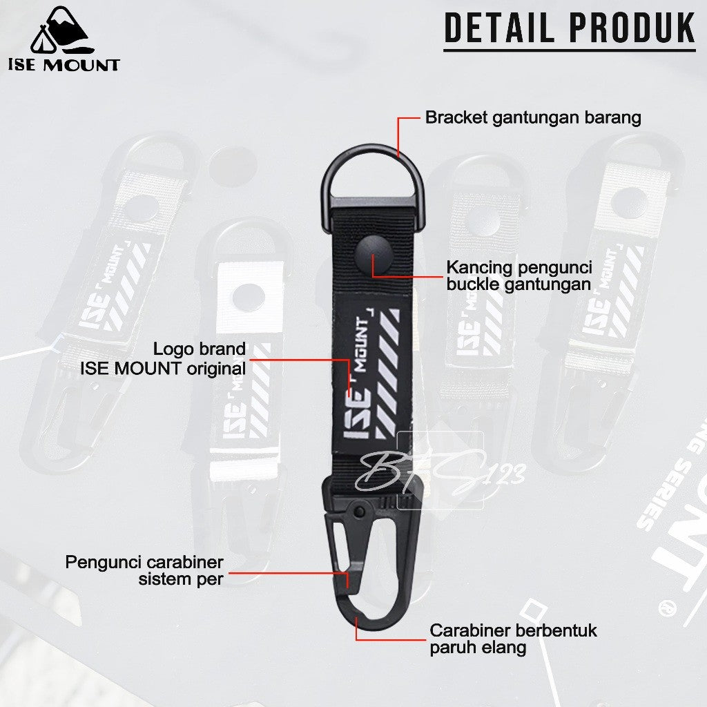 Gantungan Keychain Gesper Gantung Tactical Nylon Belt Backpack Hanging Buckle Quickdraw Carabiner ISE MOUNT