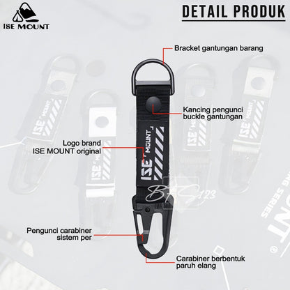 Gantungan Keychain Gesper Gantung Tactical Nylon Belt Backpack Hanging Buckle Quickdraw Carabiner ISE MOUNT