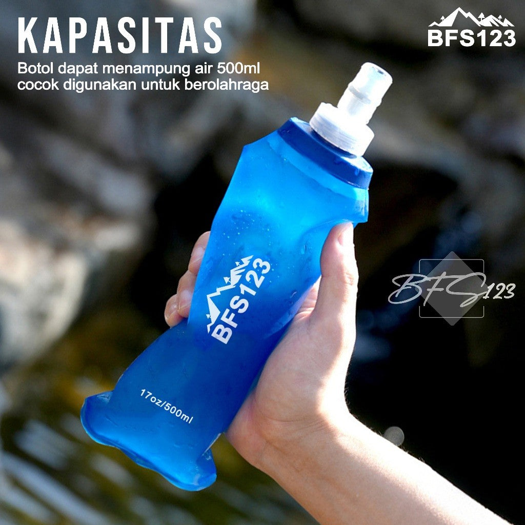 BFS123 Botol Minum Running Lipat Foldable Soft Flask 500 Ml BPA Free