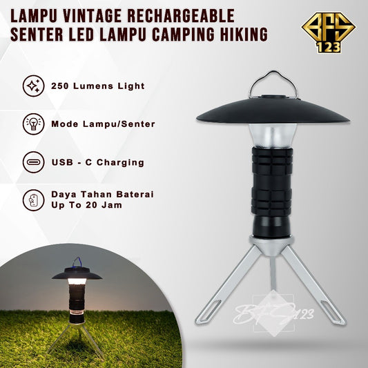 Lampu Vintage Rechargeable Senter LED Lampu Camping Hiking