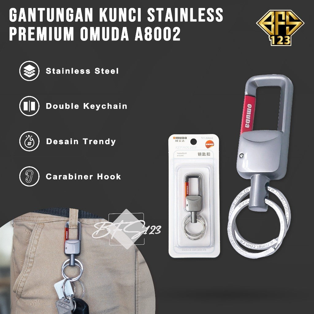Gantungan Kunci Omuda A8002 Keychain Carabinner Motor Mobil Rumah Premium Stainless