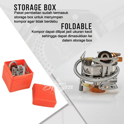 BFS123 Kompor Ultralight Versi 2 Camping Stove Portable Hiking Kompor Lipat Anti Angin Wind Cover