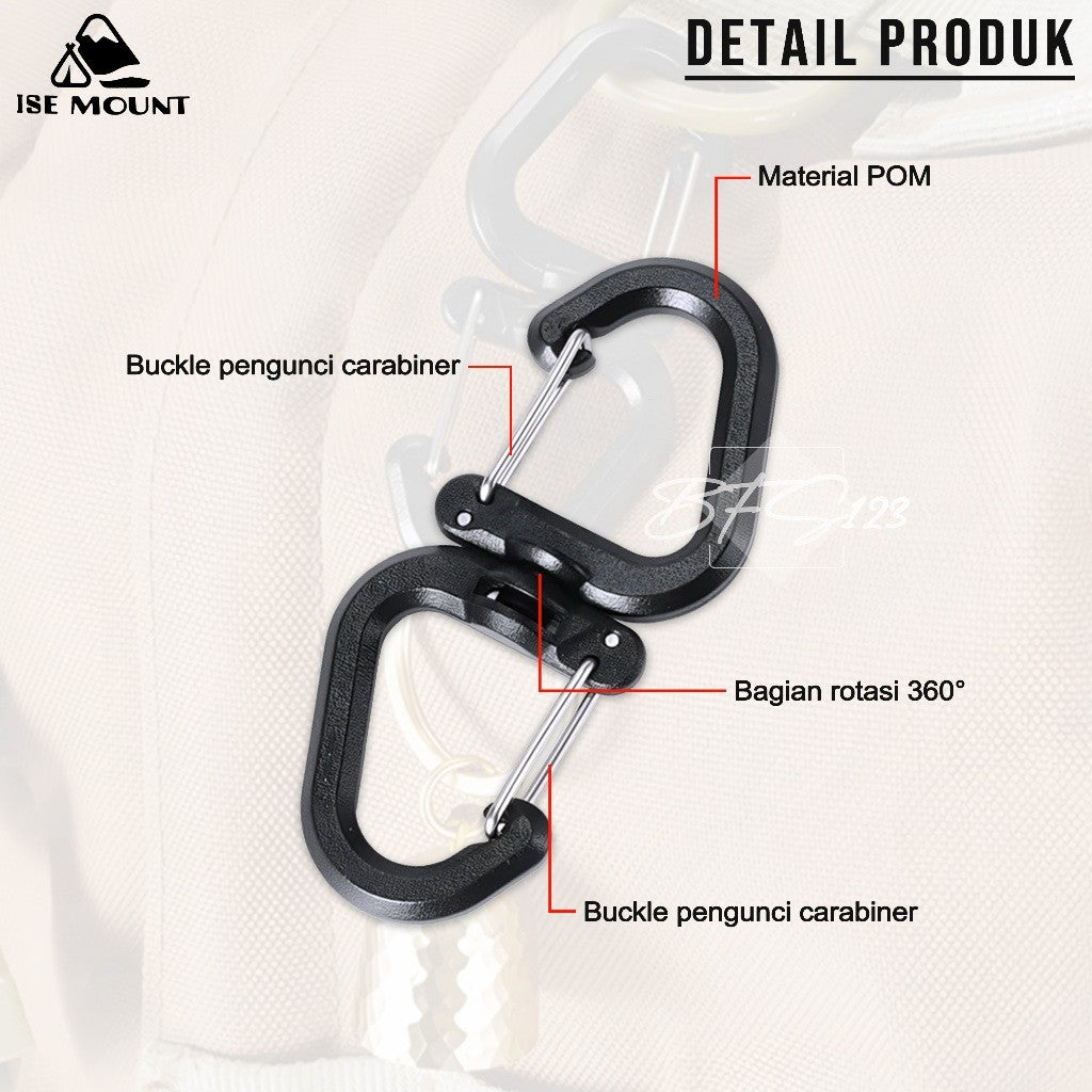 Gantungan Carabiner 2 sisi 360 Rotate Key Chain Size Large 7 cm x 3 Cm