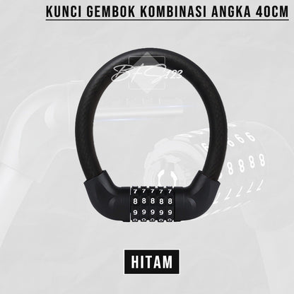 Kunci Gembok Motor Sepeda Kawat Baja 10 mm Lock Waterproof 5 Digit Password 40 Cm