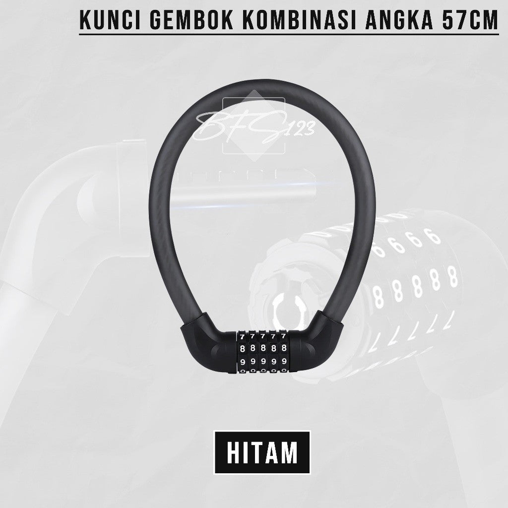 Kunci Gembok Motor Sepeda Kawat Baja 10 mm Lock Waterproof 5 Digit Password 57 Cm