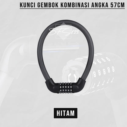 Kunci Gembok Motor Sepeda Kawat Baja 10 mm Lock Waterproof 5 Digit Password 57 Cm