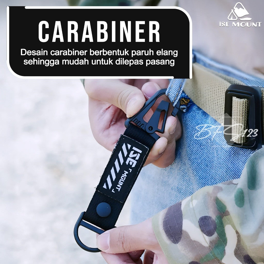 Gantungan Keychain Gesper Gantung Tactical Nylon Belt Backpack Hanging Buckle Quickdraw Carabiner ISE MOUNT