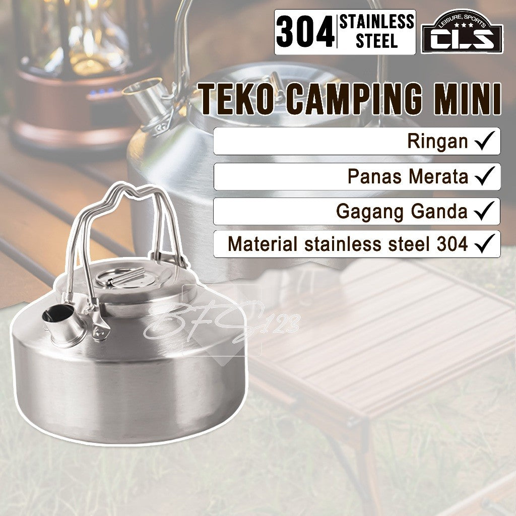 Teko Camping 1 Liter Kettle Camping Teapot Stainless Steel 304 Two Handle CLS