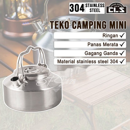 Teko Camping 1 Liter Kettle Camping Teapot Stainless Steel 304 Two Handle CLS