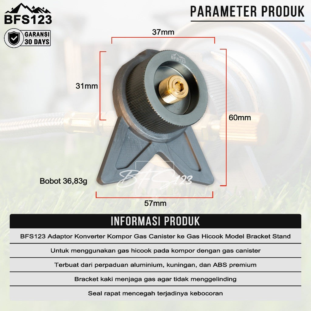 BFS123 Adaptor Konverter Gas Canister ke Gas Hicook Stand kaki Bracket Nozzle Kompor Alumunium Alloy