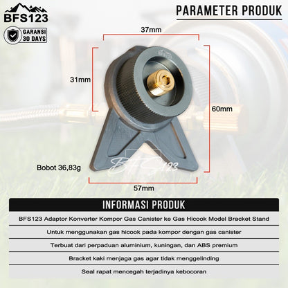 BFS123 Adaptor Konverter Gas Canister ke Gas Hicook Stand kaki Bracket Nozzle Kompor Alumunium Alloy