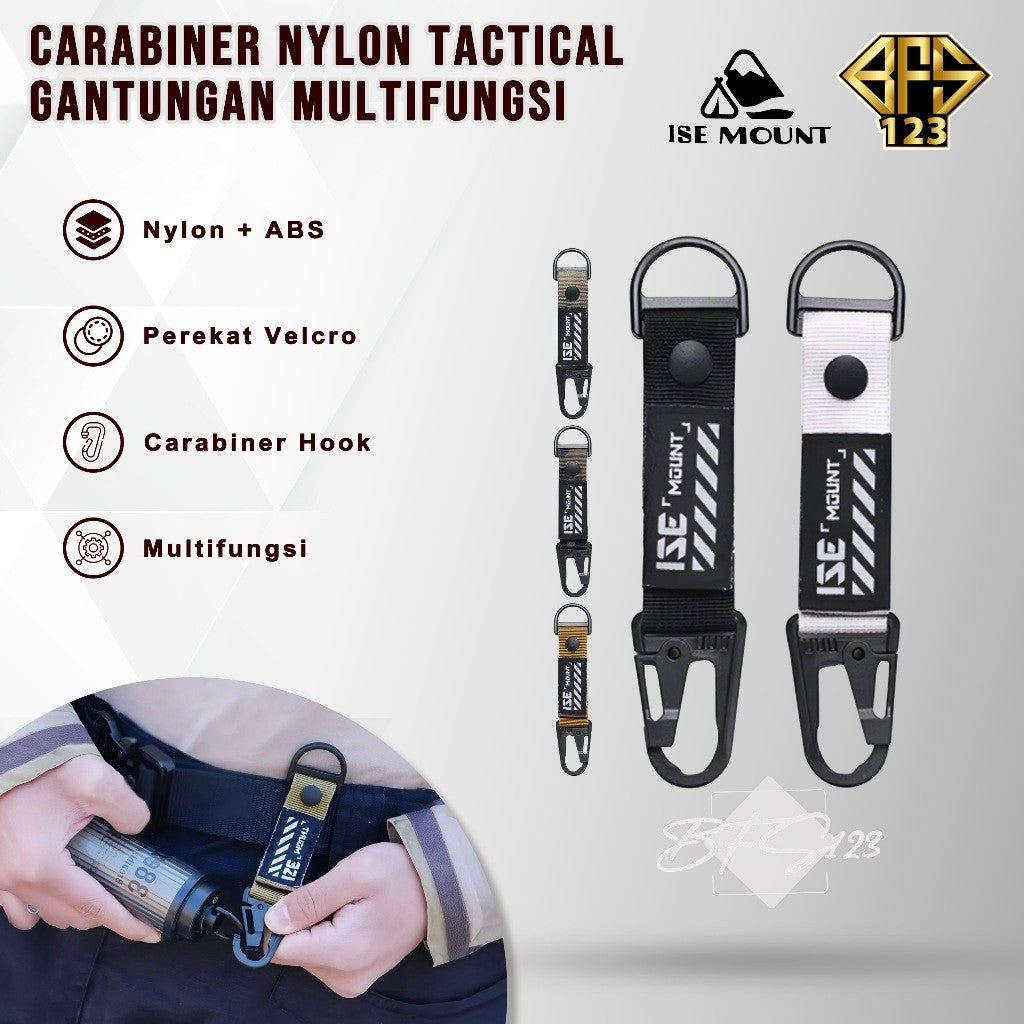 Gantungan Keychain Gesper Gantung Tactical Nylon Belt Backpack Hanging Buckle Quickdraw Carabiner ISE MOUNT