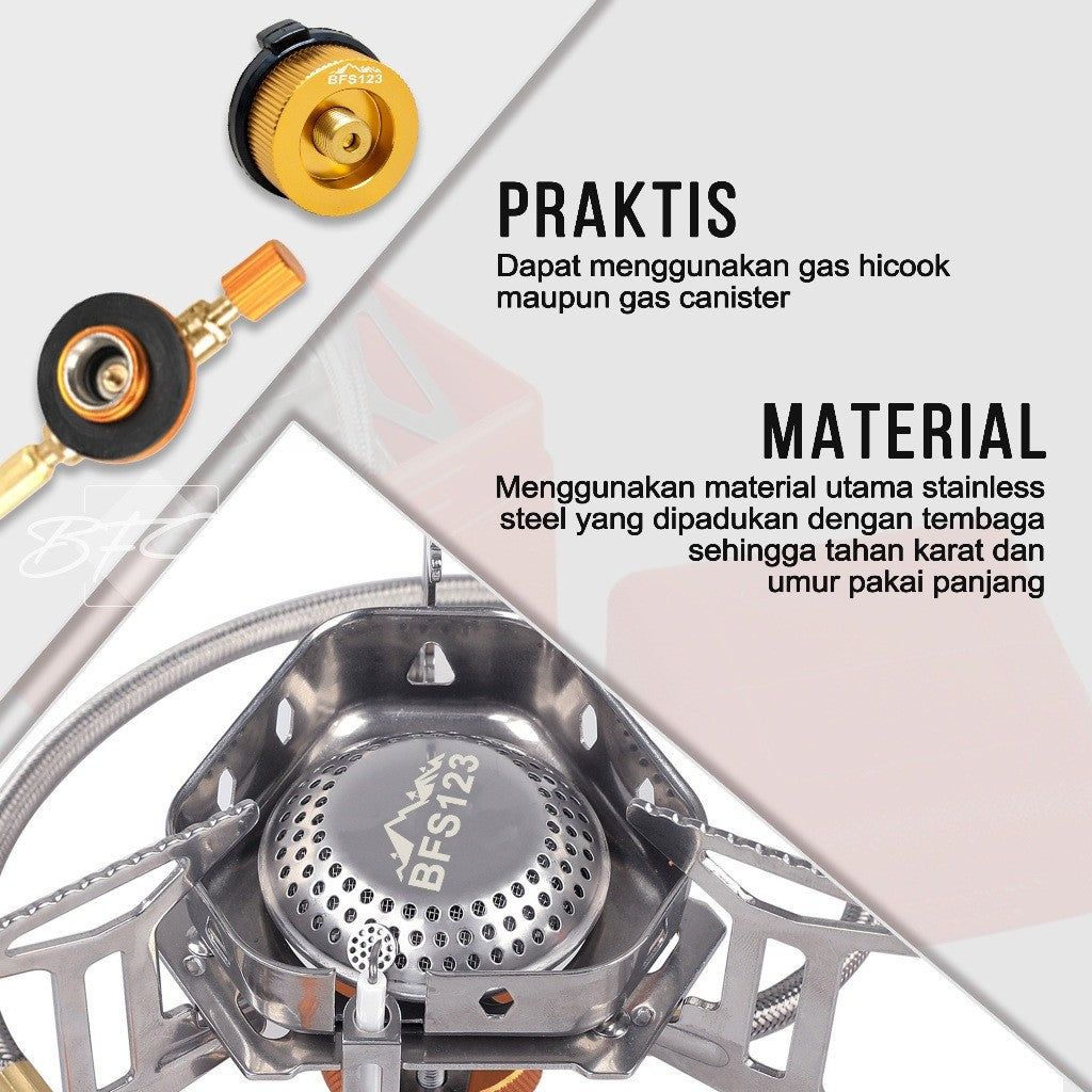 BFS123 Kompor Ultralight Versi 2 Camping Stove Portable Hiking Kompor Lipat Anti Angin Wind Cover