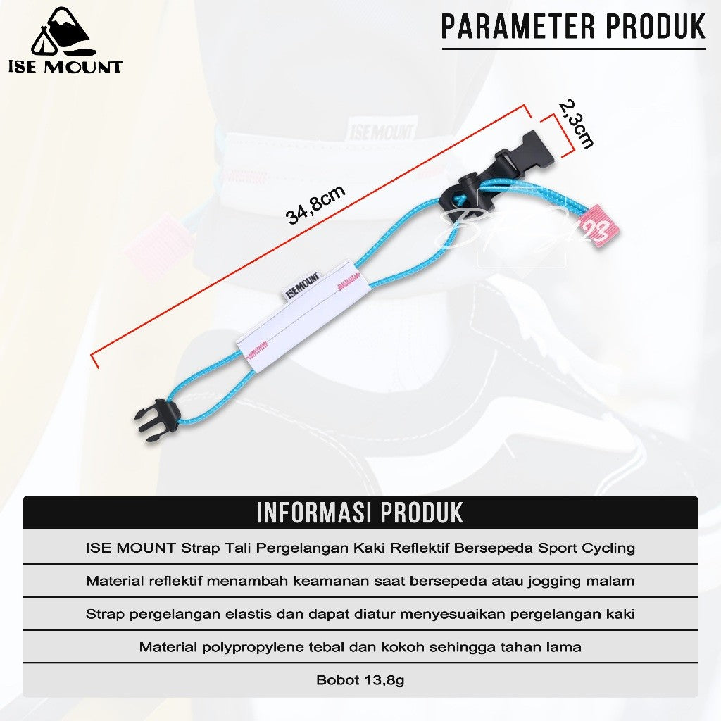 Strap Tali Reflektif Running ISE MOUNT Tali Celana Pergelangan Kaki Reflektif Bersepeda Sport Cycling