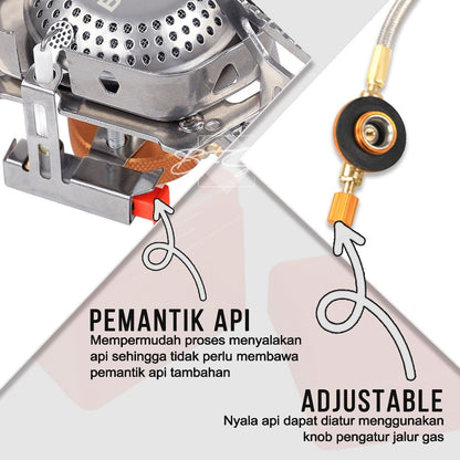 BFS123 Kompor Ultralight Versi 2 Camping Stove Portable Hiking Kompor Lipat Anti Angin Wind Cover