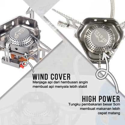 BFS123 Kompor Ultralight Versi 2 Camping Stove Portable Hiking Kompor Lipat Anti Angin Wind Cover