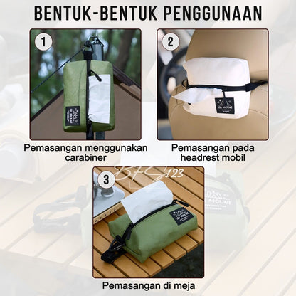 ISE Mount Tempat Tissue Camping 3 in 1 Hook Carabinner Gantung Portable Sun Visor