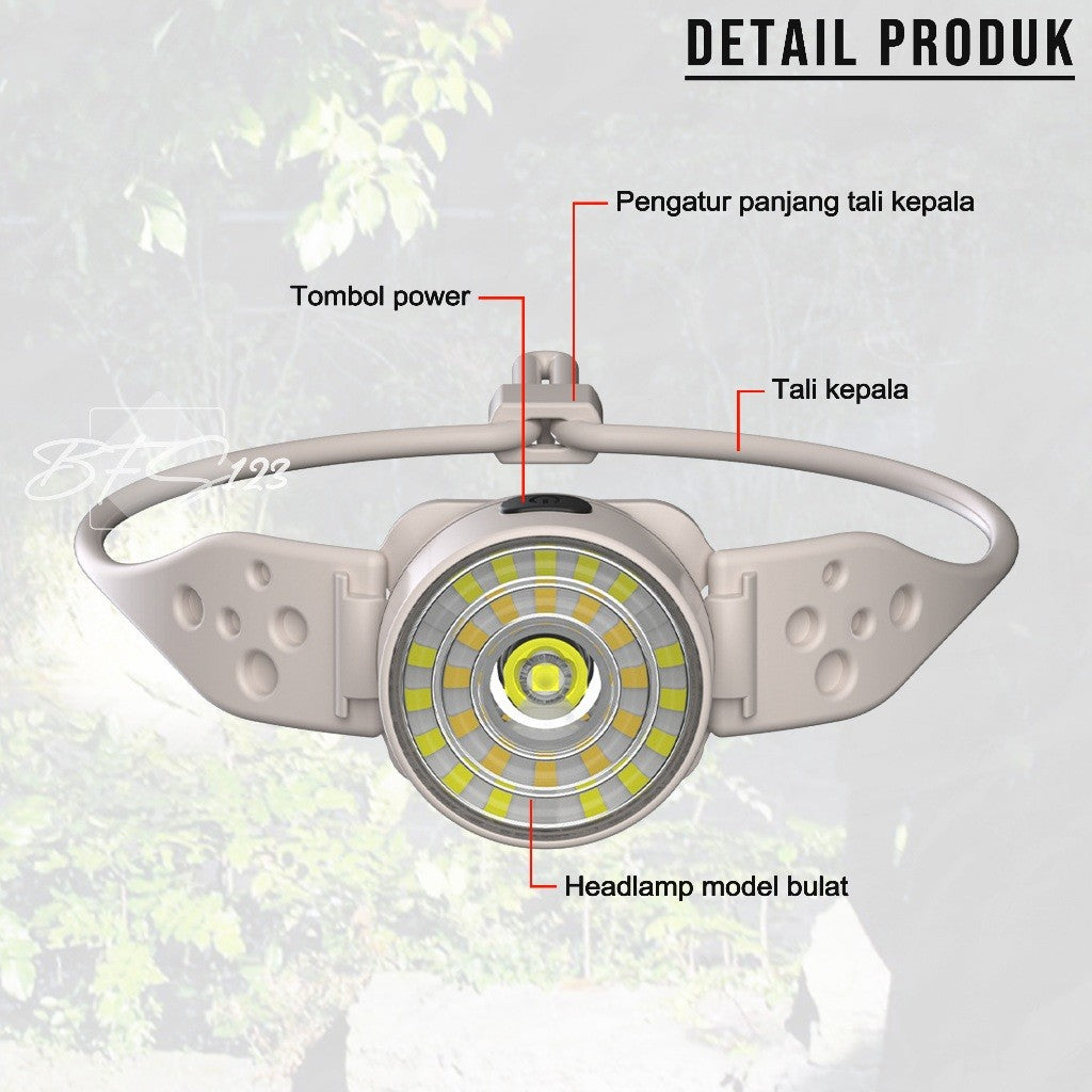 Headlamp Running Sport 800 Lumens G25 Senter Kepala Hiking Outdoor Rechargeable Type-C