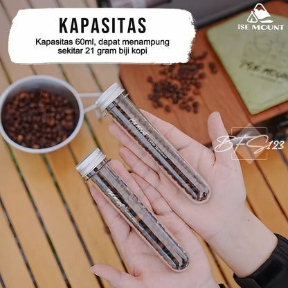 ISE Mount Coffee Tube Tempat Biji Kopi Tabung PET Bumbu Masak Tabung Transparan 60 Ml