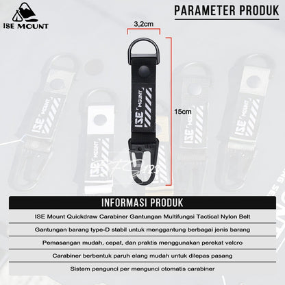 Gantungan Keychain Gesper Gantung Tactical Nylon Belt Backpack Hanging Buckle Quickdraw Carabiner ISE MOUNT