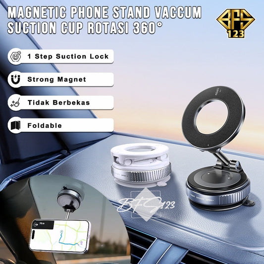 Magnetic Car Phone Holder Vaccum Suction Cup iPhone 360 Rotate Stand Holder Mobil Kaca Meja Dinding