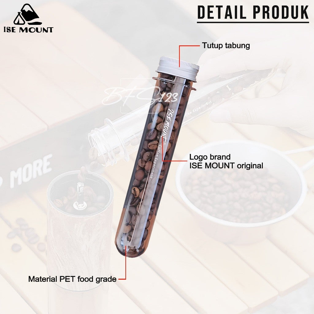 ISE Mount Coffee Tube Tempat Biji Kopi Tabung PET Bumbu Masak Tabung Transparan 60 Ml