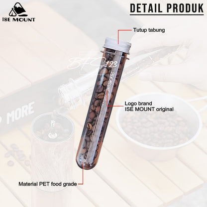 ISE Mount Coffee Tube Tempat Biji Kopi Tabung PET Bumbu Masak Tabung Transparan 60 Ml