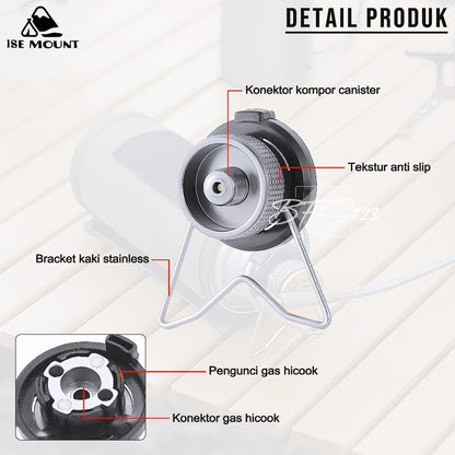 ISE Mount Adaptor Nozzle Tabung Gas Butane Adapter Bracket Gas Hicook Aluminium Aloy Bracket Stainless