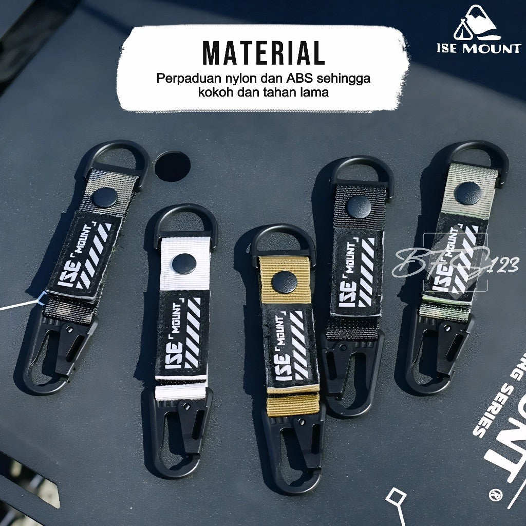 Gantungan Keychain Gesper Gantung Tactical Nylon Belt Backpack Hanging Buckle Quickdraw Carabiner ISE MOUNT