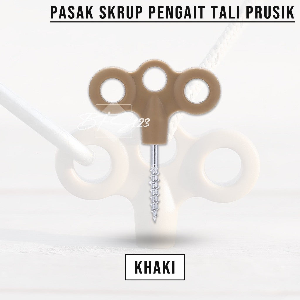 Pasak Skrup Pengait Tali Tenda Tali Prusik 3 Lubang Model Y Anti Slip