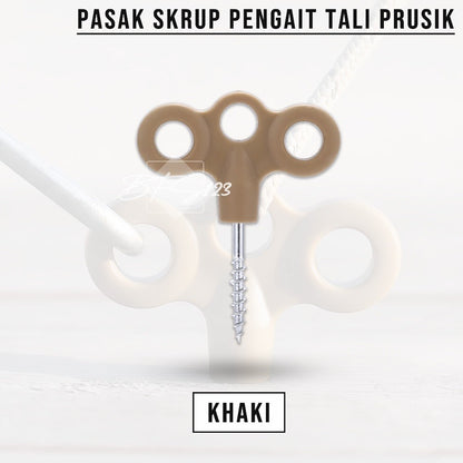 Pasak Skrup Pengait Tali Tenda Tali Prusik 3 Lubang Model Y Anti Slip