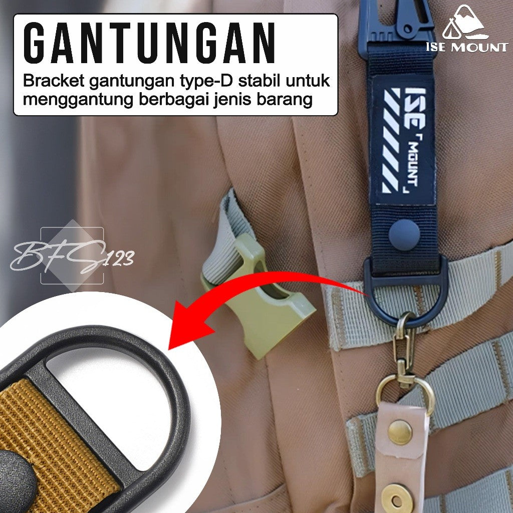 Gantungan Keychain Gesper Gantung Tactical Nylon Belt Backpack Hanging Buckle Quickdraw Carabiner ISE MOUNT