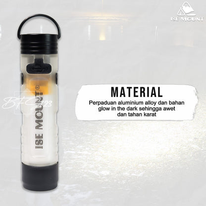 ISE Mount Senter Saku Mini 350 Lumenns LED Flashlight Magnet Klip Type-C Glow In The Dark