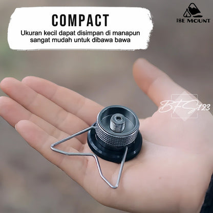 ISE Mount Adaptor Nozzle Tabung Gas Butane Adapter Bracket Gas Hicook Aluminium Aloy Bracket Stainless