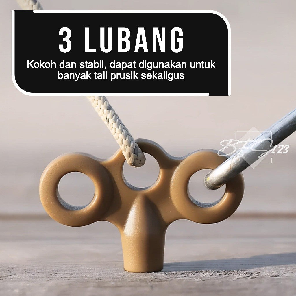 Pasak Skrup Pengait Tali Tenda Tali Prusik 3 Lubang Model Y Anti Slip