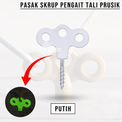 Pasak Skrup Pengait Tali Tenda Tali Prusik 3 Lubang Model Y Anti Slip