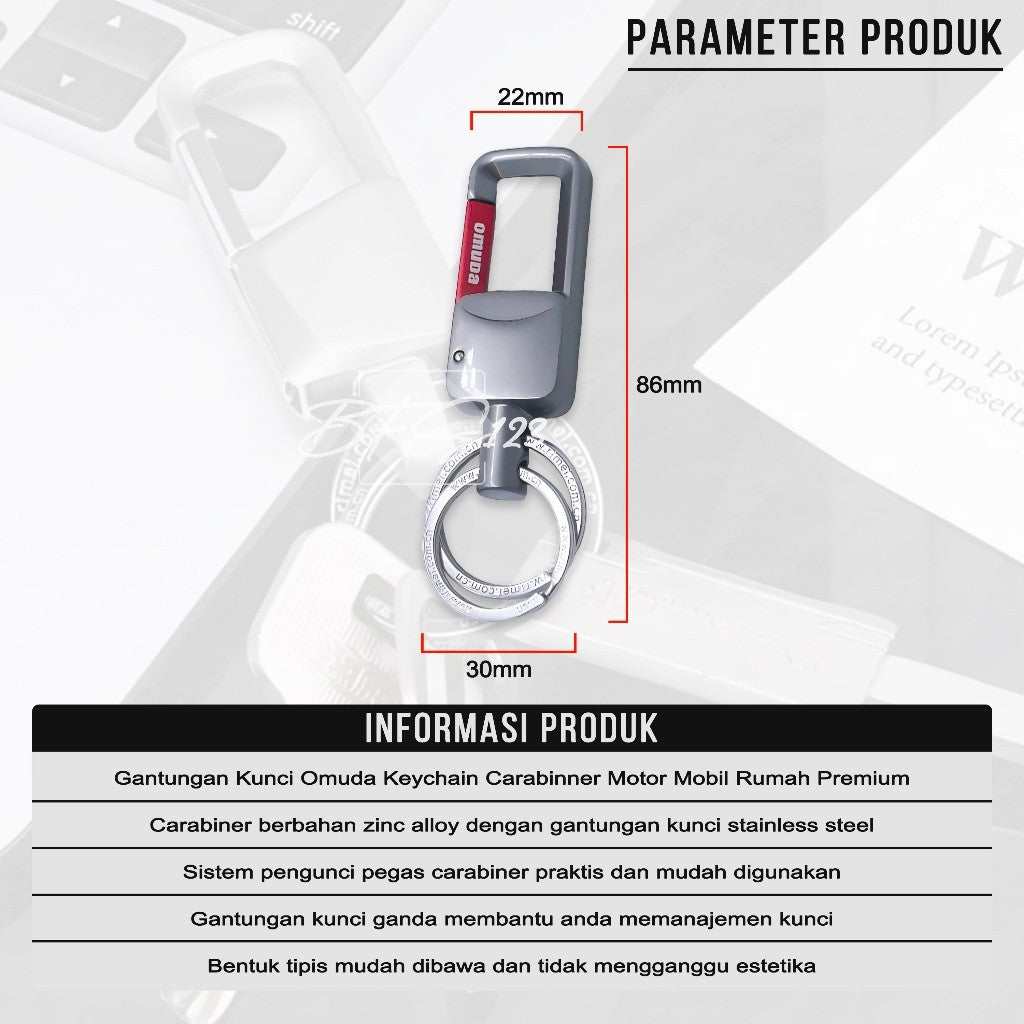 Gantungan Kunci Omuda A8002 Keychain Carabinner Motor Mobil Rumah Premium Stainless