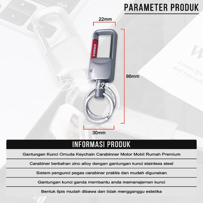 Gantungan Kunci Omuda A8002 Keychain Carabinner Motor Mobil Rumah Premium Stainless