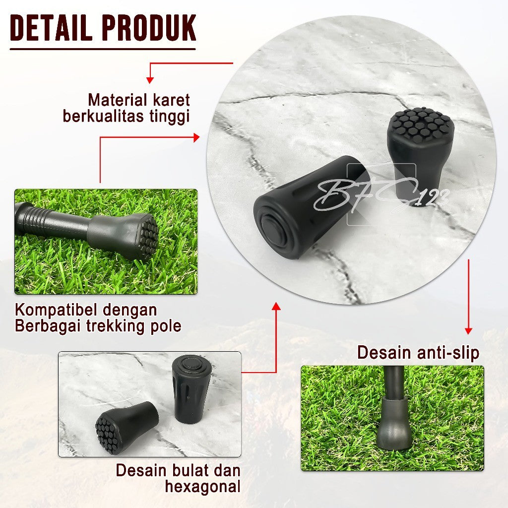 Tutup Karet Trekking Pole Anti Slip Outdoor