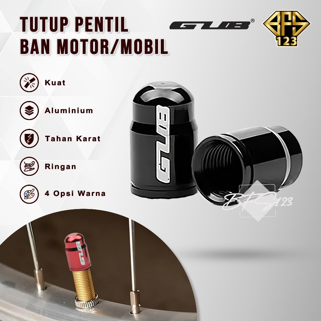 Pentil Ban Sepeda GUB Aluminium Aloy Motor Mobil 1 Set Isi 2 Pcs