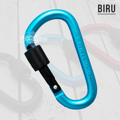 Carabinner Aluminium Type D Size 8 Cm Drat Pengunci Model Bulat