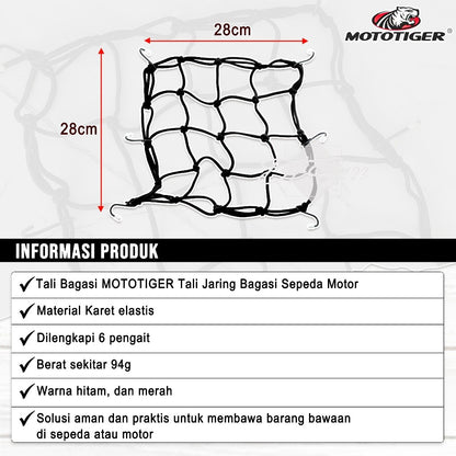 Tali Bagasi MOTOTIGER Tali Jaring Bagasi Sepeda Motor